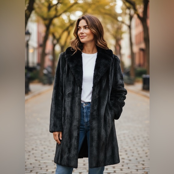 Kristen Blake Jackets & Blazers - Kristen Blake Charcoal Faux Fur Teddy Coat